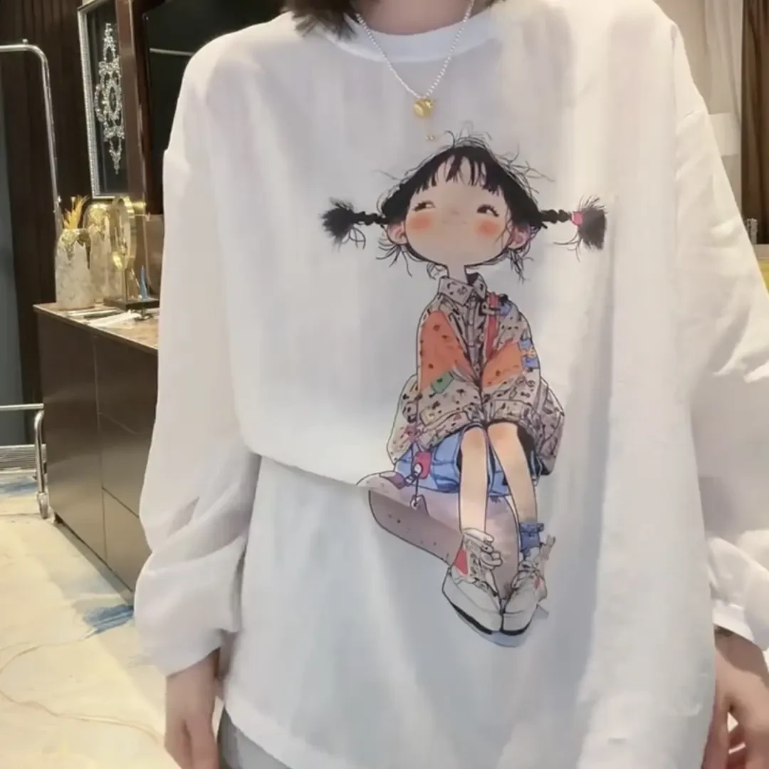 中长款字母人物短袖长袖防晒T恤圆领时尚韩版5149