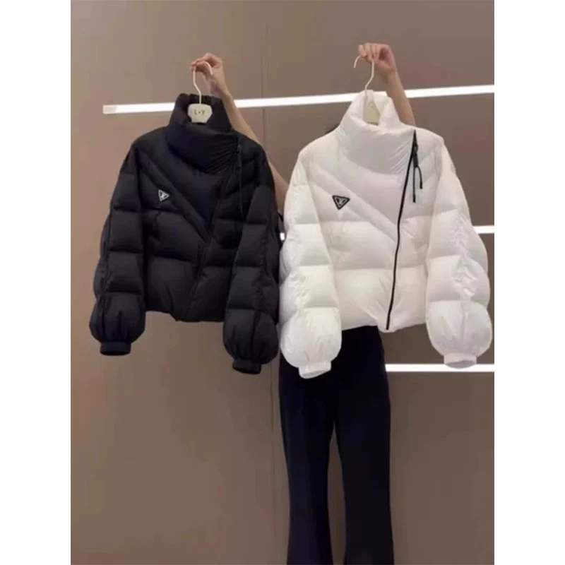 韩系独特超好看黑色立领短款棉服女款2025年新款冬季小个子面包服