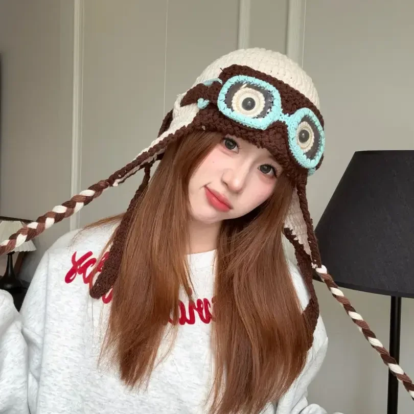 新款可爱针织帽子男女同款秋冬季保暖毛线帽骑车护耳飞行帽雷锋帽