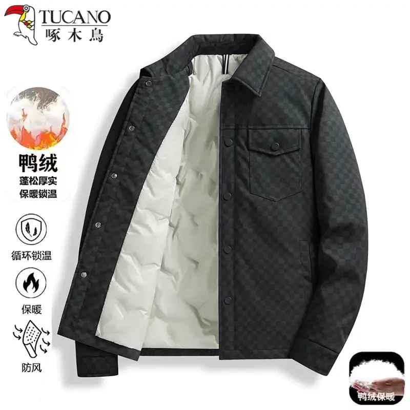 啄木鸟正品轻薄羽绒服男秋冬季休闲百搭加绒加厚保暖修身夹克外套