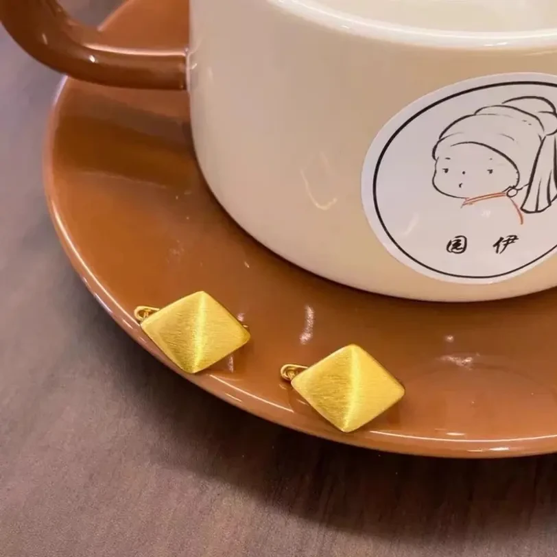 铜合金耳饰 【玖熹】铜合金耳饰 拉丝几何耳钉时尚百搭气质女款耳饰