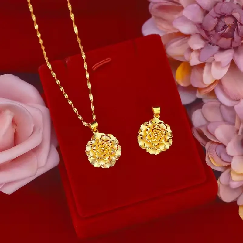 【专属】钛钢发 圈牡丹花朵女 磨砂时尚女士花朵吊坠锁骨精美素款