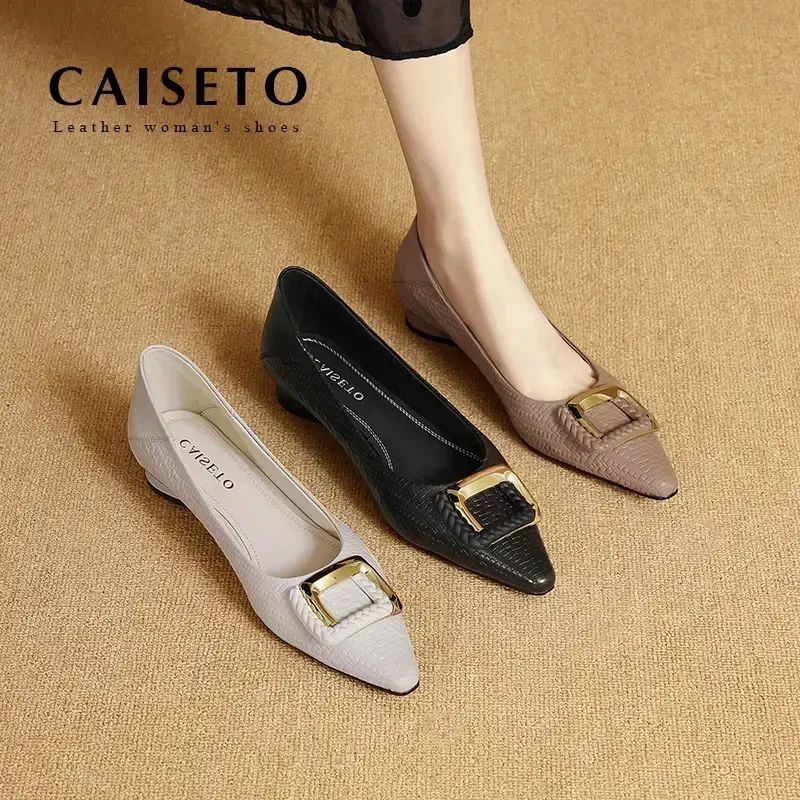 羊皮/2.5cm2025夏季编织压花气质时尚软底软面搭扣百搭单鞋25D434