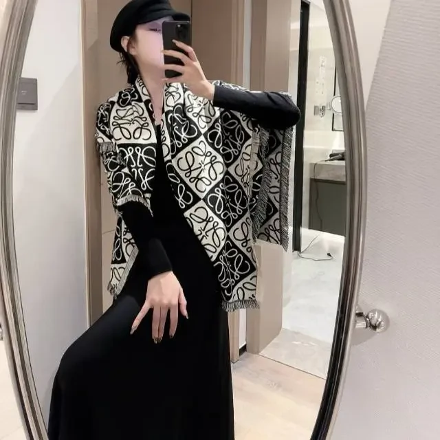 金丝提花双面羊绒围巾秋冬季高级感加厚保暖时尚百搭长款披肩围脖