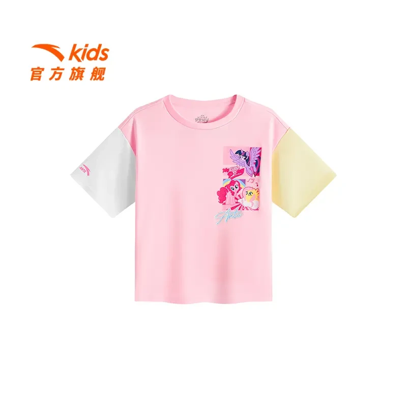 安踏儿童女童休闲T恤2025夏季新款透气亲肤圆领宽松透气短袖T恤