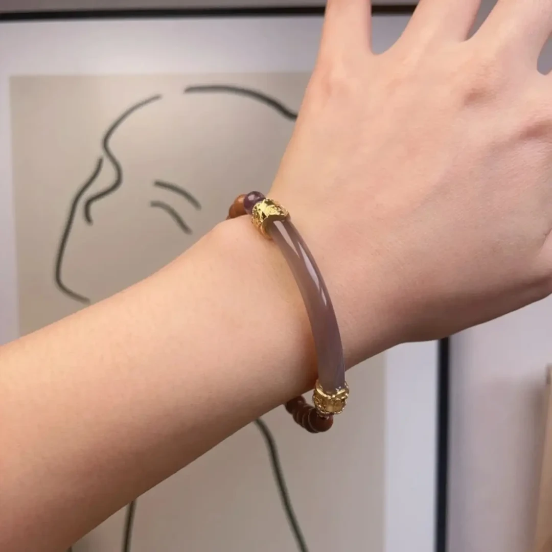 精品库克烟紫半镯手串