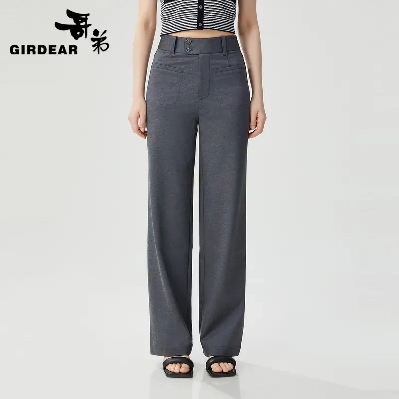 GIRDEAR/哥弟高腰阔腿显瘦直筒时尚休闲秋冬直筒裤110019