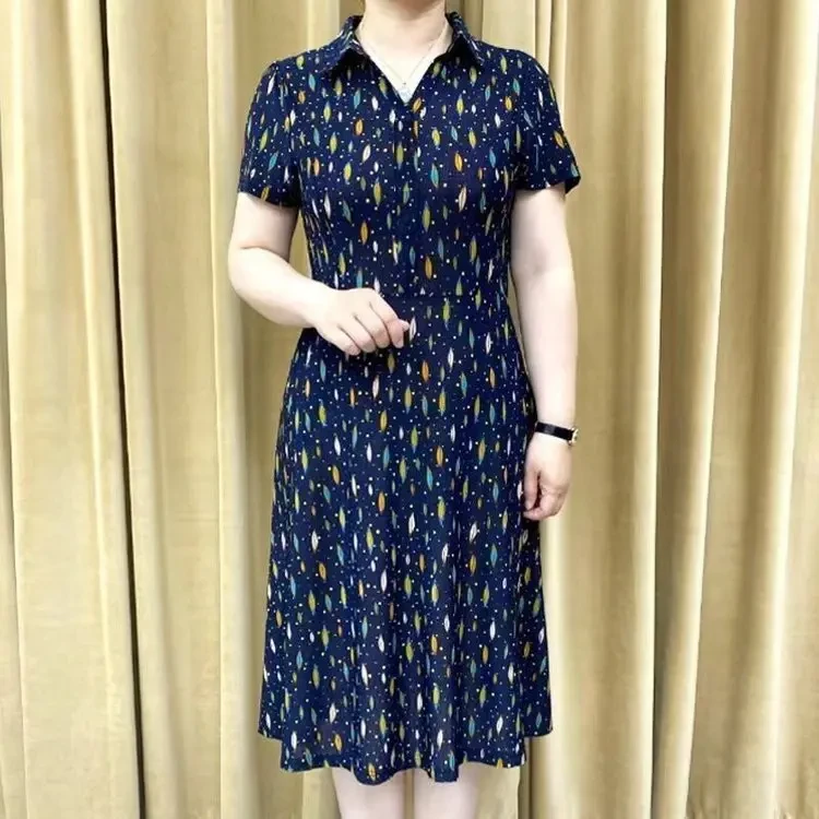 2025夏季新款妈妈装遮肉显瘦碎花气质中长款连衣裙时尚洋气大码裙