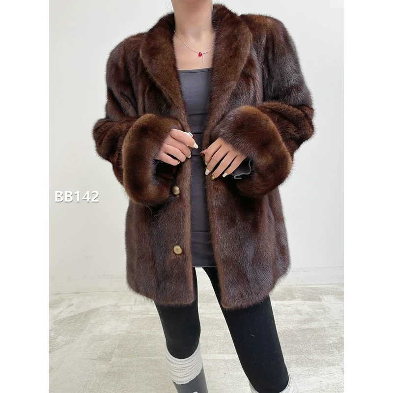XXXX【BB142】S码 焦糖棕短款全抽貂皮大衣（肩39胸102衣73袖62）