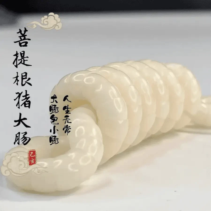 原生态真品白玉菩提根猪大肠长串男女盘玩菩提子手串绕指柔串珠