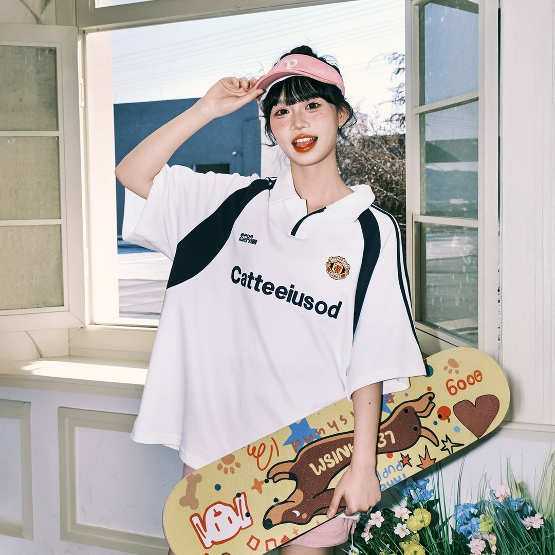 lemanism250g重磅插肩袖条纹撞色短袖POLO衫男2025夏季情侣款T恤