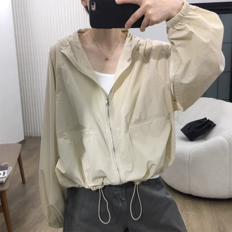 2024新款连帽休闲防晒衣女夏休闲轻薄工装防晒服长袖防紫外线外套