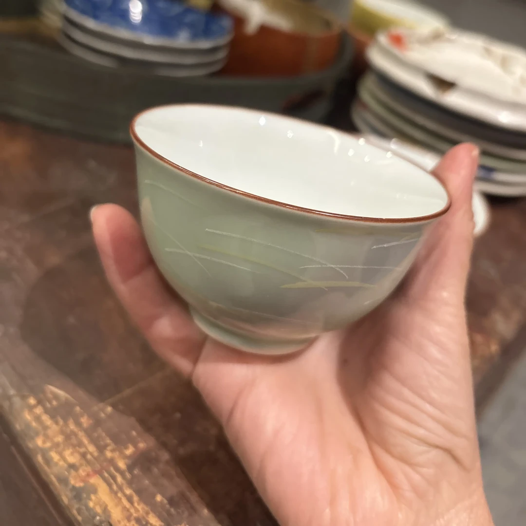 手绘冰裂开片图案陶瓷家用功夫茶具品茗主人杯