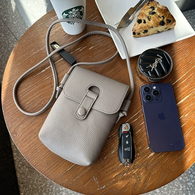 良汇手机包女斜挎高级感时尚散步迷你小包包韩系轻便软皮手机口袋