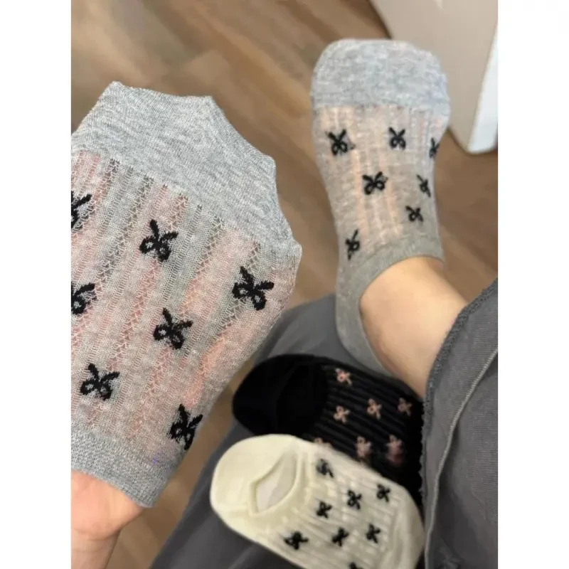 ins潮袜子女船袜春夏薄款透气浅口蝴蝶结隐形袜可爱日系女短袜