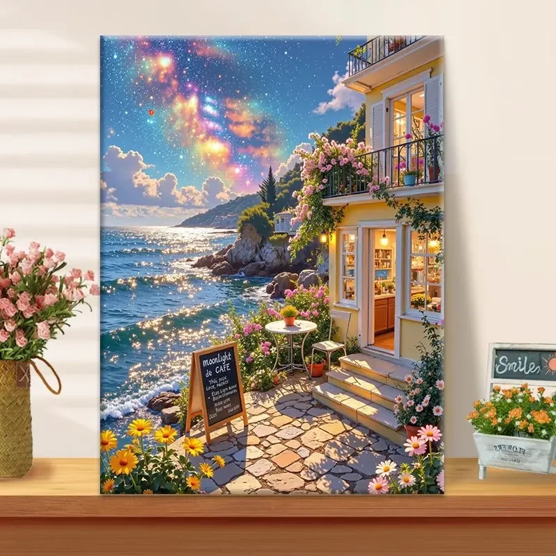 (拾光崖咖）diy数字油画高品质手工填涂色解压治愈送礼丙烯装饰画