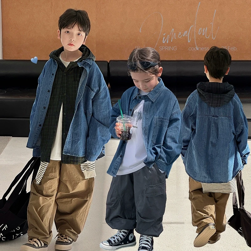 【牛仔计划】源源家童装2025新款男童牛仔衬衫儿童衬衣宝宝春1