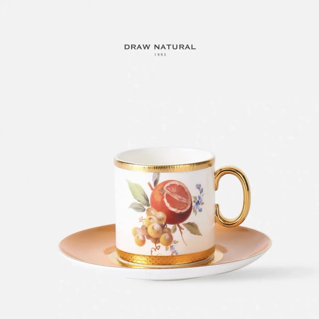 draw nanatural 百果庄园橘子高杯碟带礼盒轻奢适合送礼