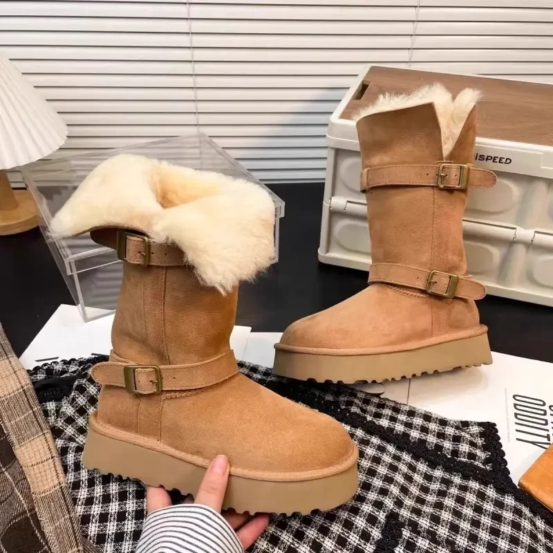 厚底雪地靴女长筒靴2025新款冬季加绒加厚保暖两穿高筒棉鞋棉靴