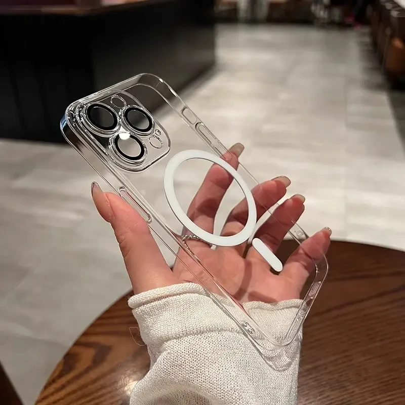 护镜透明不发黄iphone16promax手机壳适用苹果15磁吸充电14硬壳13