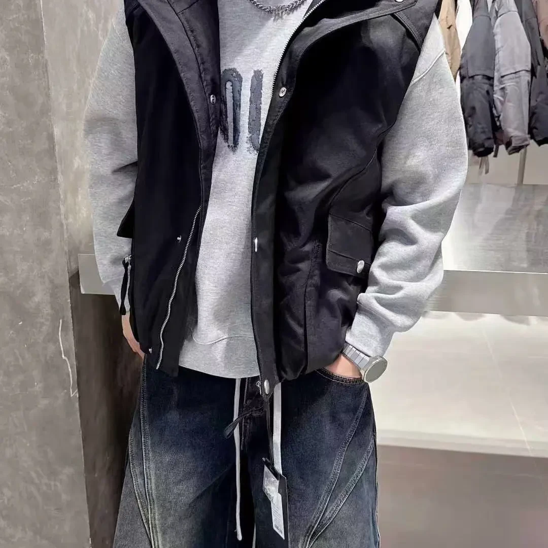 美式复古立领加厚保暖冬季马甲外套