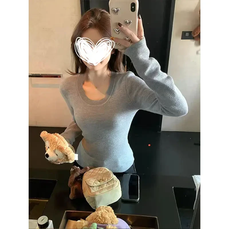 Moses Queen/魔西女王加厚保暖一体绒针织衫修身显瘦长袖打底上衣