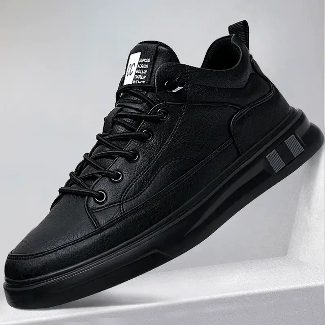 男鞋2025新款秋季爆款休闲鞋百搭潮流男生板鞋防水黑色一脚蹬男鞋