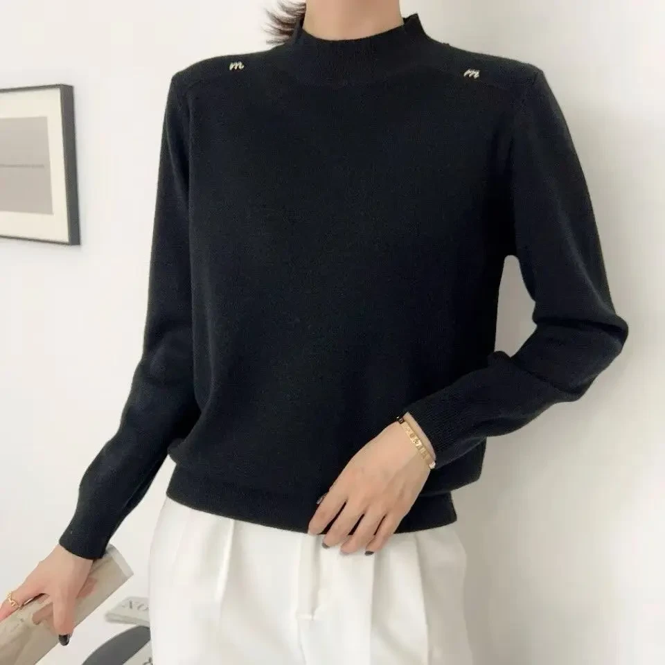 洋气红妈妈秋冬打底衫纯绒衫女