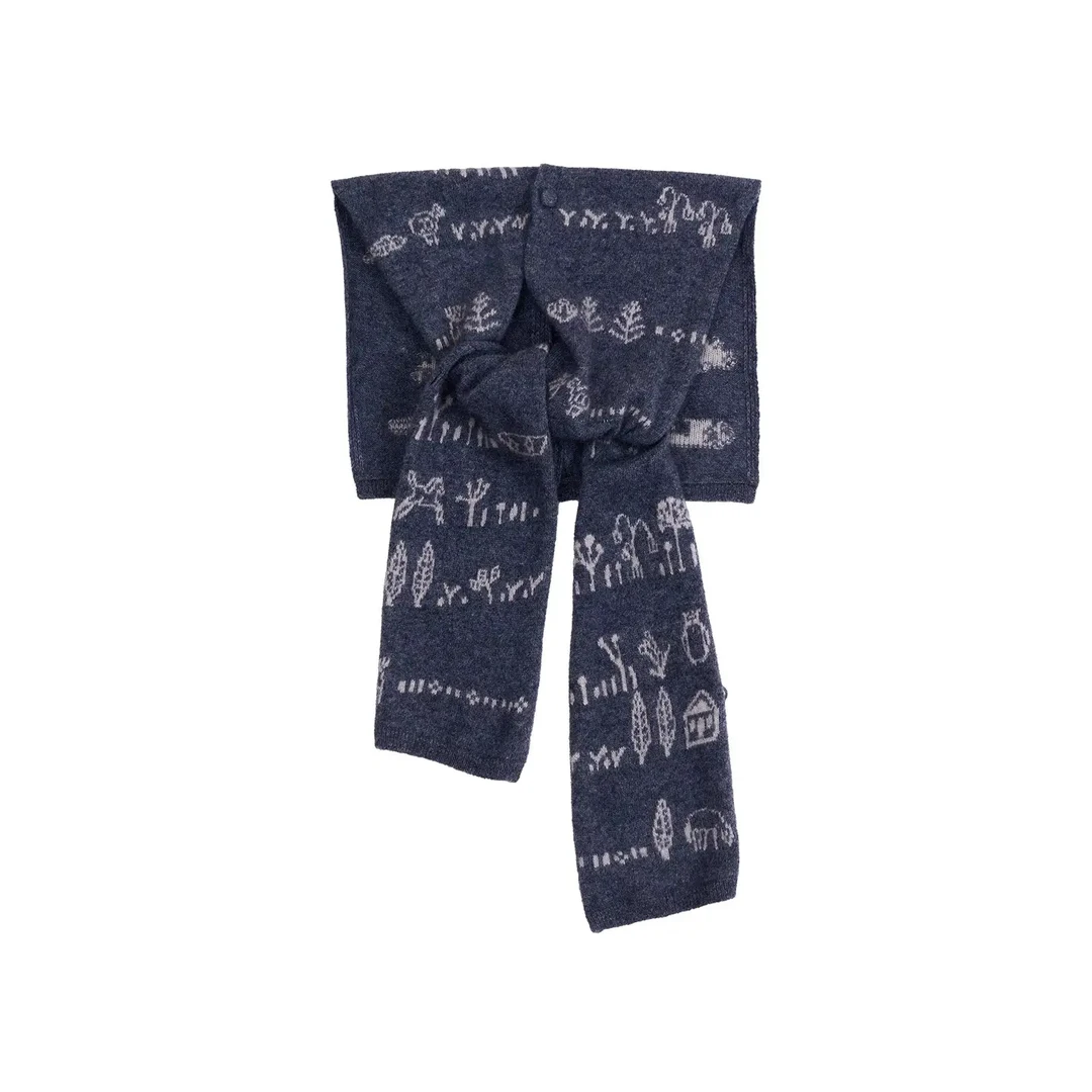 fafamoon设计师品牌 包扣保暖嵌花图案围巾