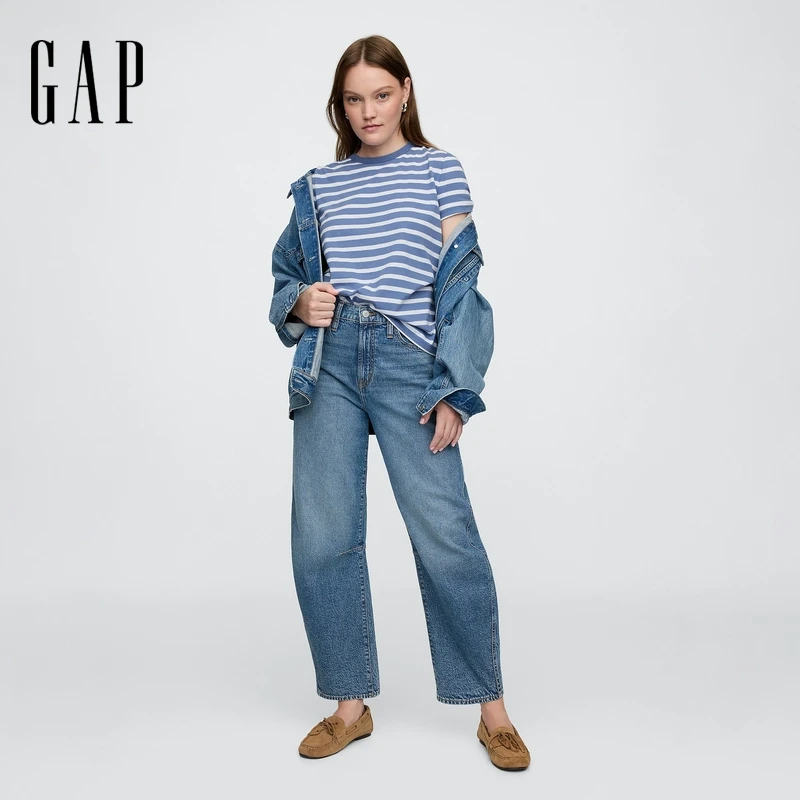 Gap女装2025春季新款经典条纹圆领短袖T恤百搭休闲上衣美版721490