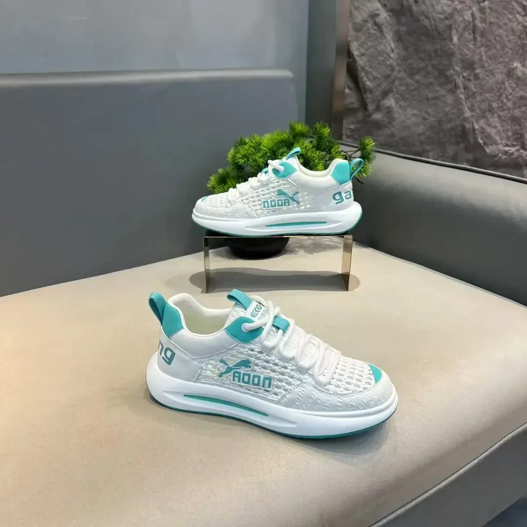 干净痞帅增高系带夏季透气低帮胶粘时尚休闲鞋阿甘鞋男鞋运动鞋