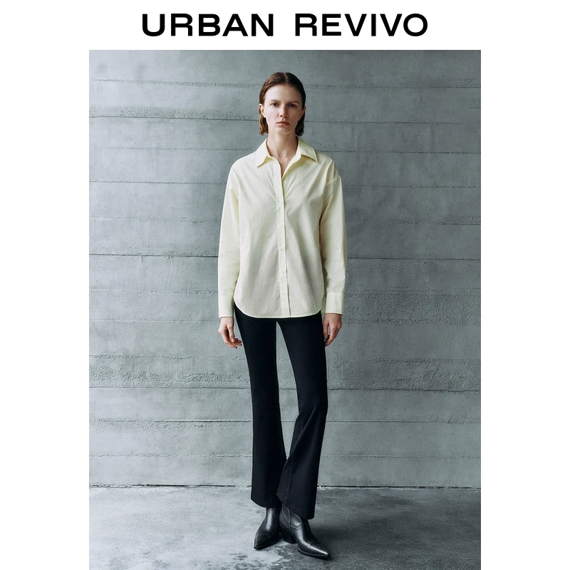 UR2025春季新款女装欧若风轻通勤风气质长袖开襟衬衫UWM250009