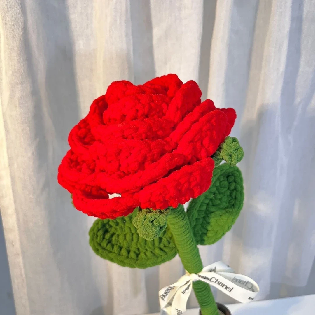 超大号线手工针织钩织玫瑰花送母亲节对象女朋友520礼物成品花朵m