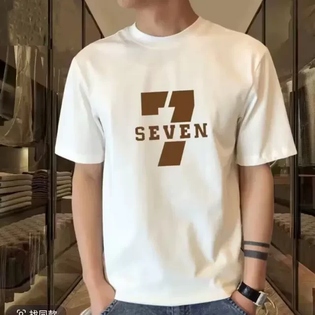 短袖T恤男夏装休闲百搭黑色圆领纯棉重磅高级感轻奢青年半袖上衣