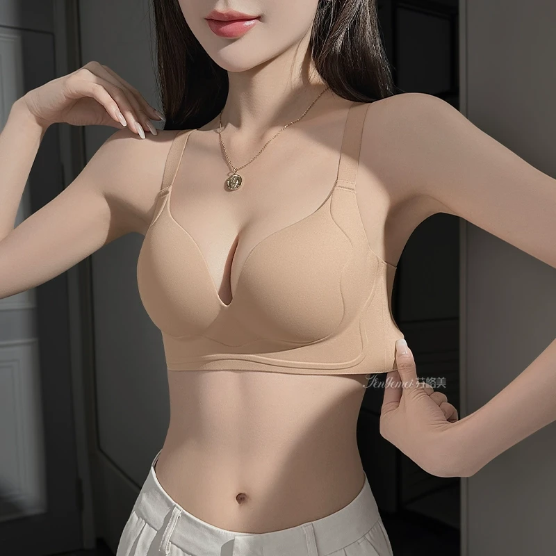 提拉内衣女大胸显小薄款全罩杯收副乳上托防下垂大码聚拢文胸无痕
