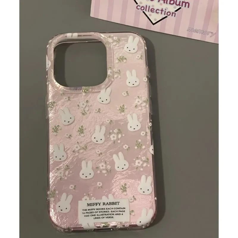 碎花小兔适用苹果16手机壳iPhone15promax晕染新款华为mate60荣耀