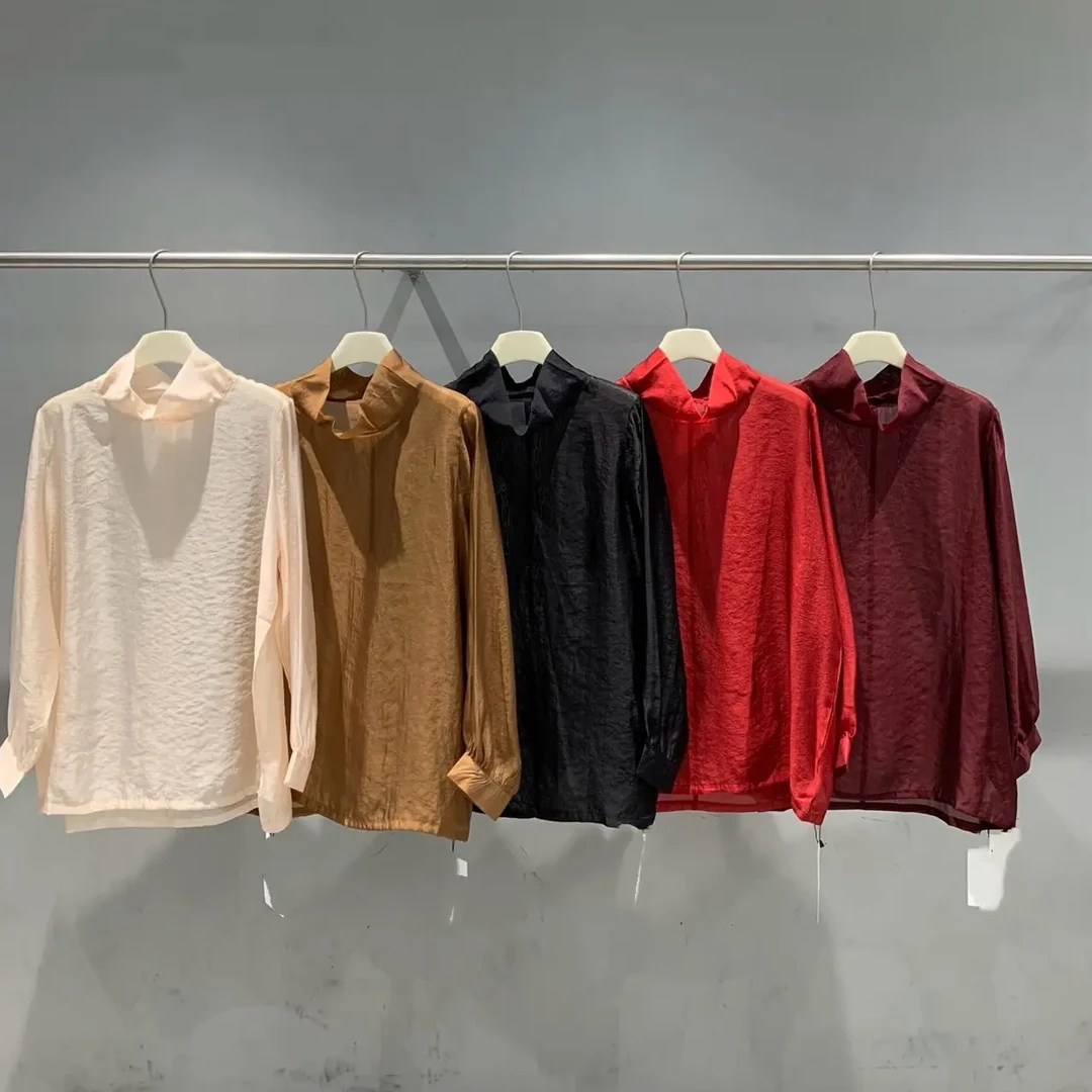 气质立领衬衫春秋新款设计感小众港风洋气宽松棉质上衣