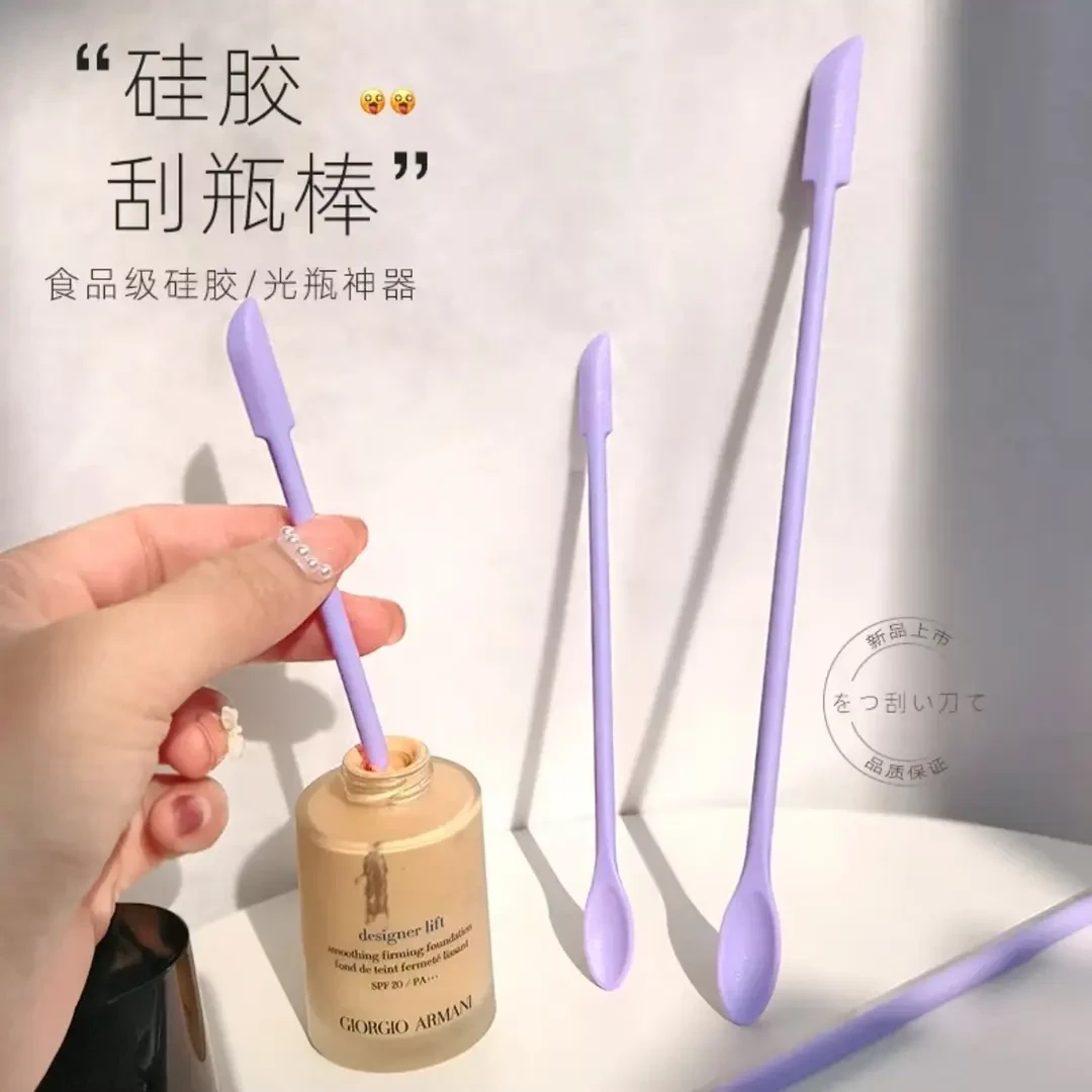 迷你硅胶刮刀化妆品瓶挖取勺粉底乳液面霜小勺子护肤品小样软刮勺