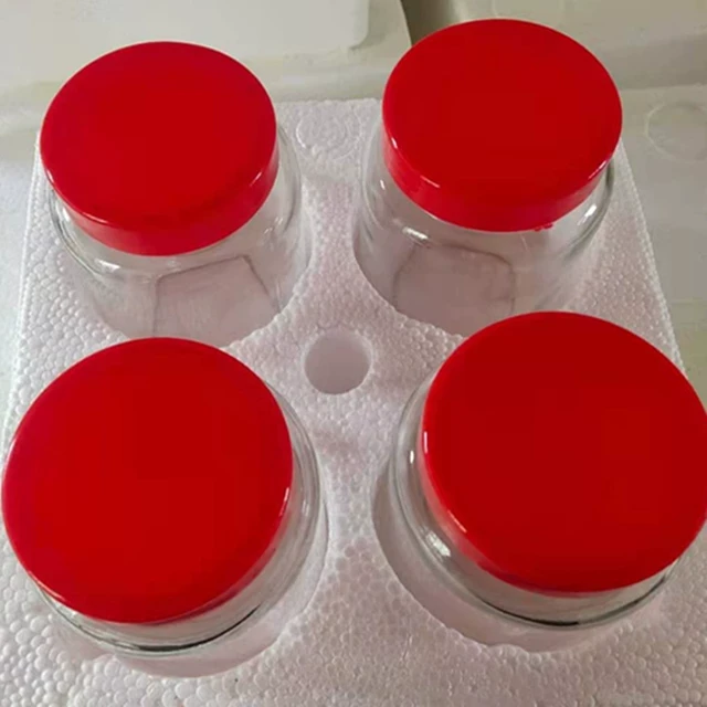 玻璃瓶带塑料盖圆形泡菜蜂蜜空瓶子食品级大容量密封罐分装瓶