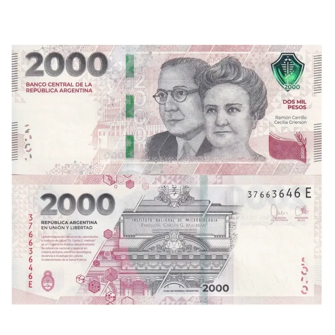 美洲-阿根廷2023年2000比索单张全新UNC纸币外国钱币收藏保真