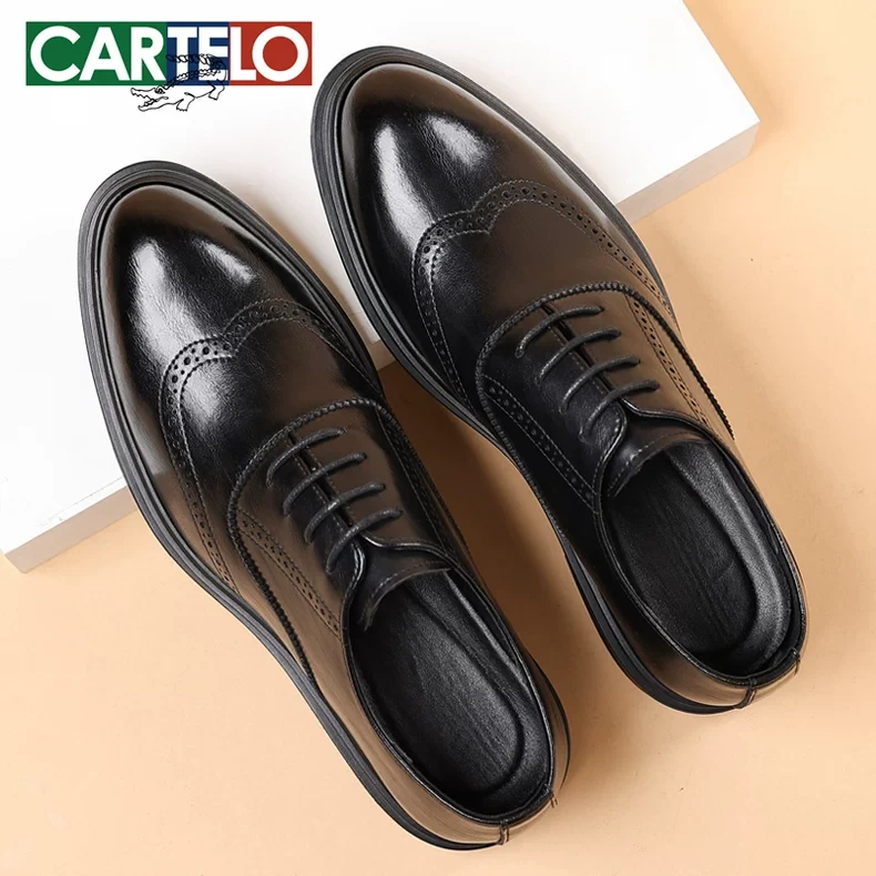 布洛克内增高皮鞋男款8cm透气商务正装德比鞋男土6cm结婚新郎男鞋