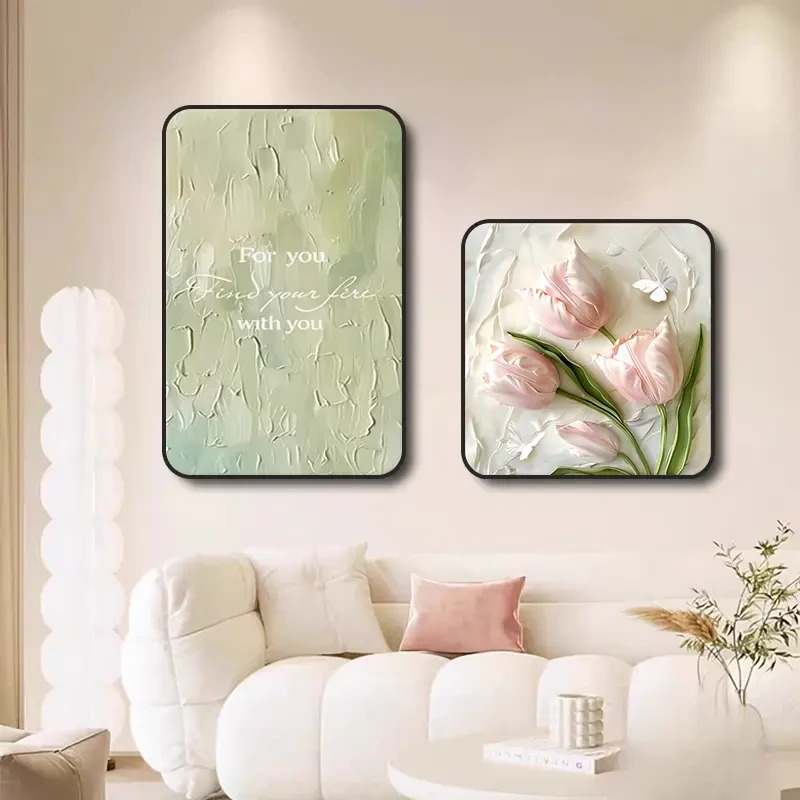 077奶油风郁金花香高级感复古装饰画客厅卧室背景挂画