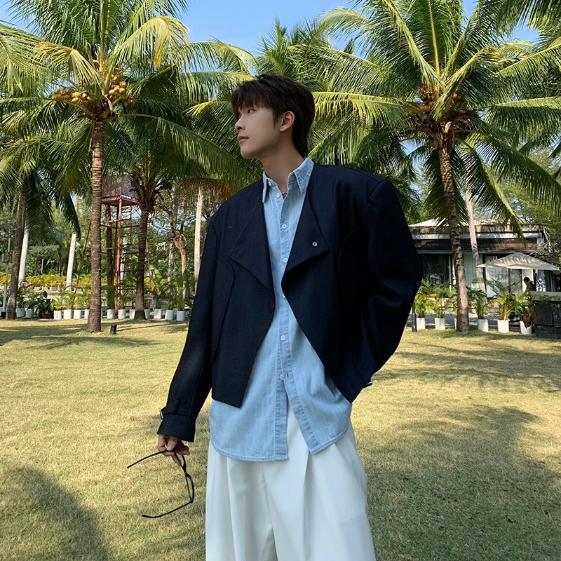 一轩轩轩【轻拥云絮】春季短款百搭小众cleanfit男西装夹克外套5105