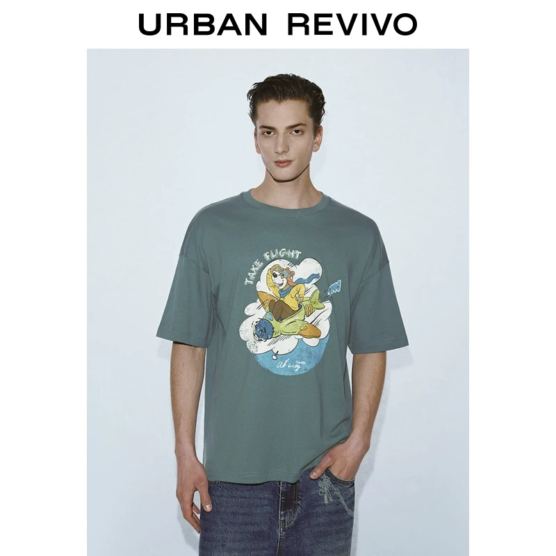 UR2025夏季新款男装时尚创意撞色图案棉质短袖T恤UMY450041