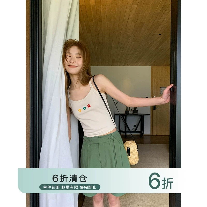 【你好卡农-蕾子】本布腰带打褶宽松高腰阔腿短裤KK24Z3150D清清
