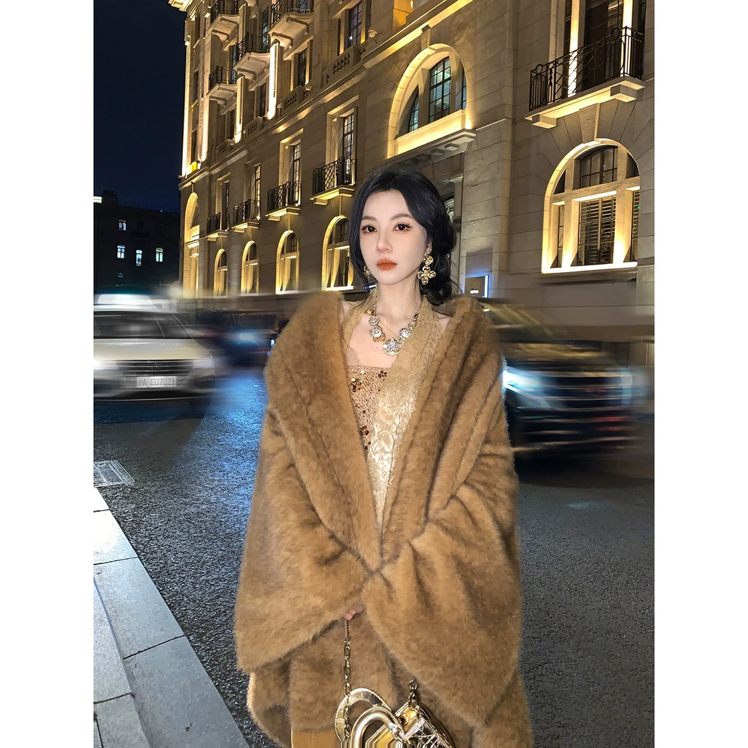 MOSS STUDIO1 【绮玉裘】国风新中式冬季加厚大袖落肩短外套女