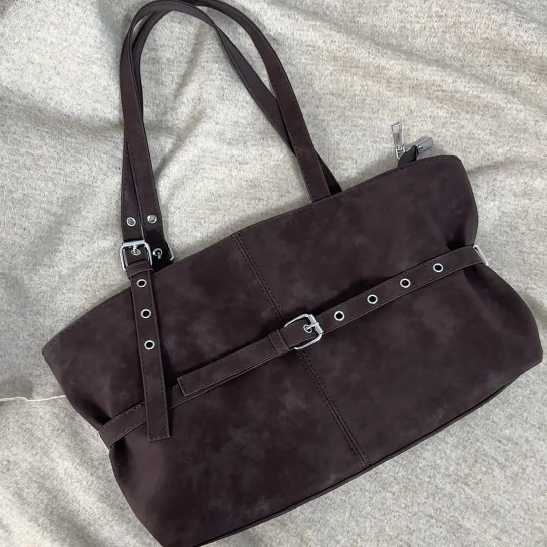 大容量托特包女式高级质感简约百搭通勤单肩包复古休闲小众设计