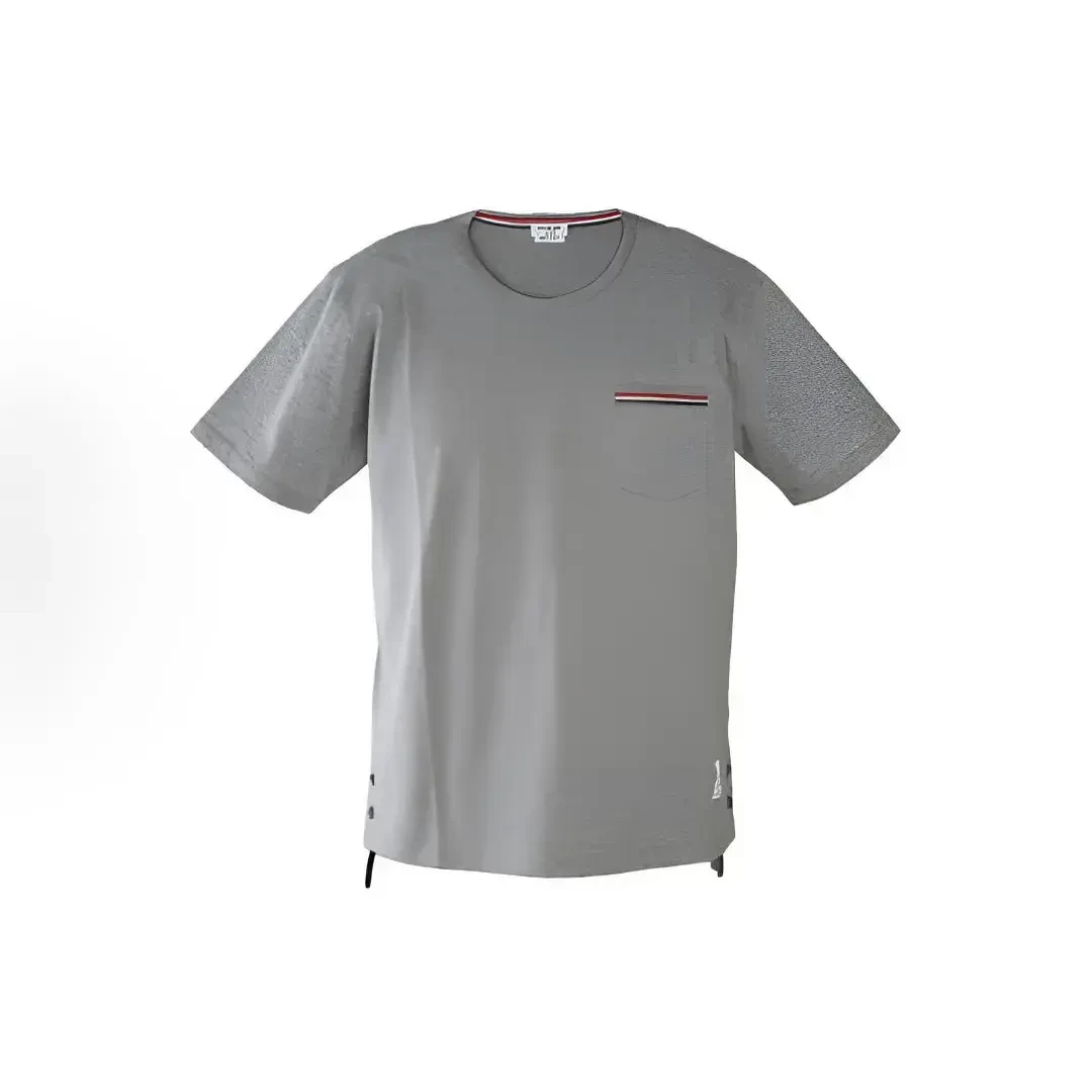 未使用 THOMBROWNE Tricolour accent罗缎彩条饰袋短袖