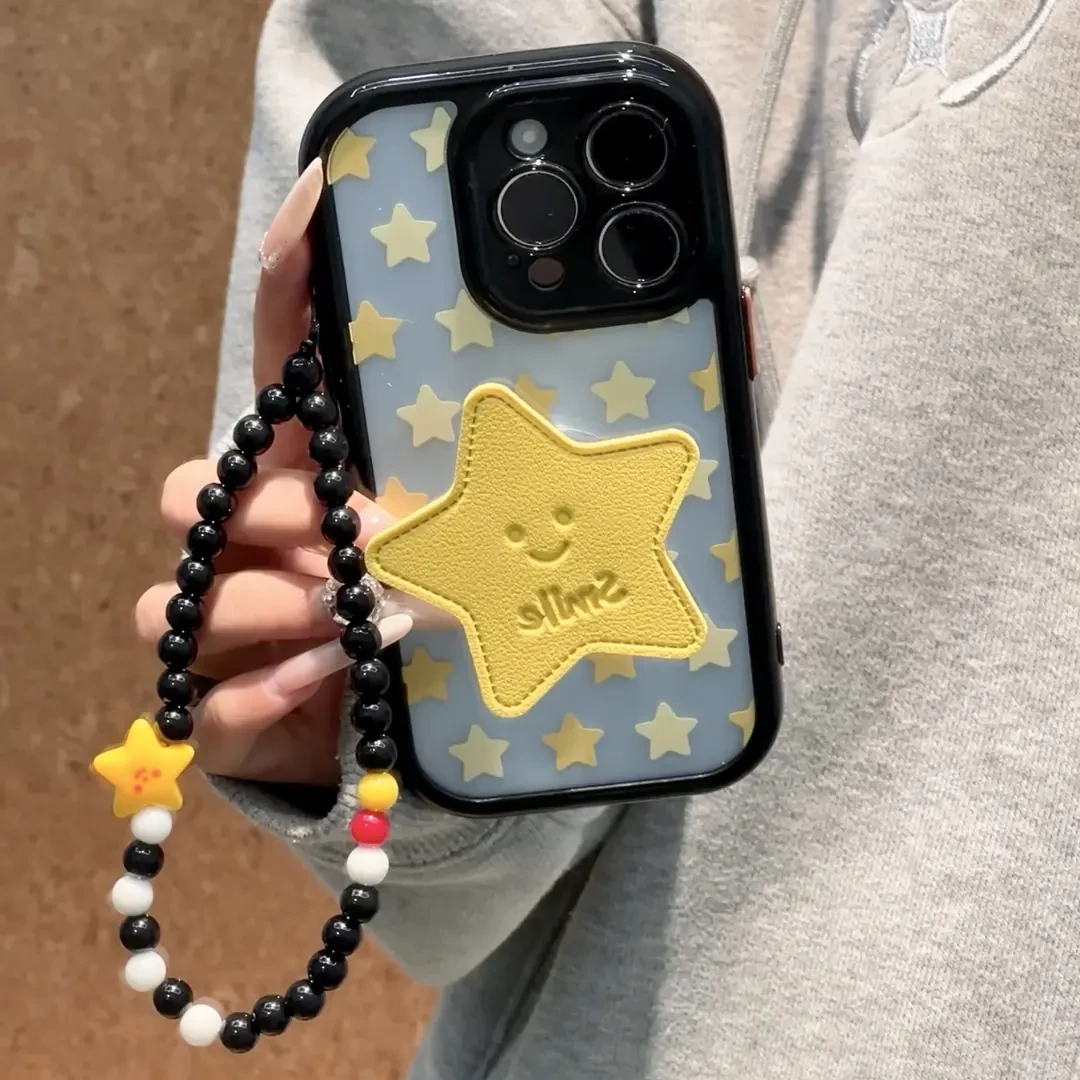 ins韩系透蓝星星适用iPhone16/15手机壳苹果华为vivo小米oppo