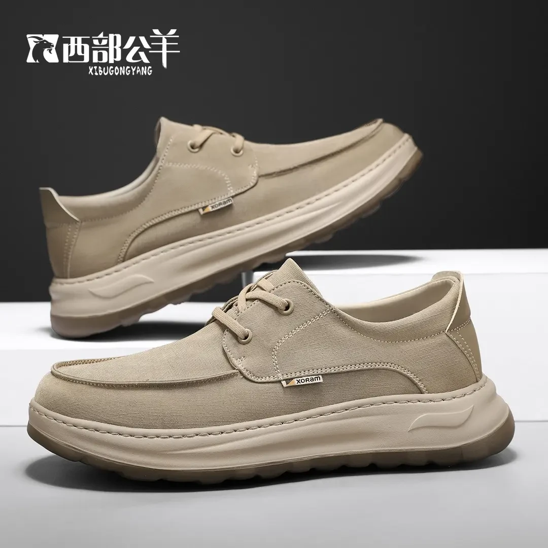 西部公羊夏季超透气布鞋手工软底外穿增高男士休闲鞋日常百搭男鞋
